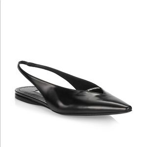 Prada Brushed Leather Slingback Flats